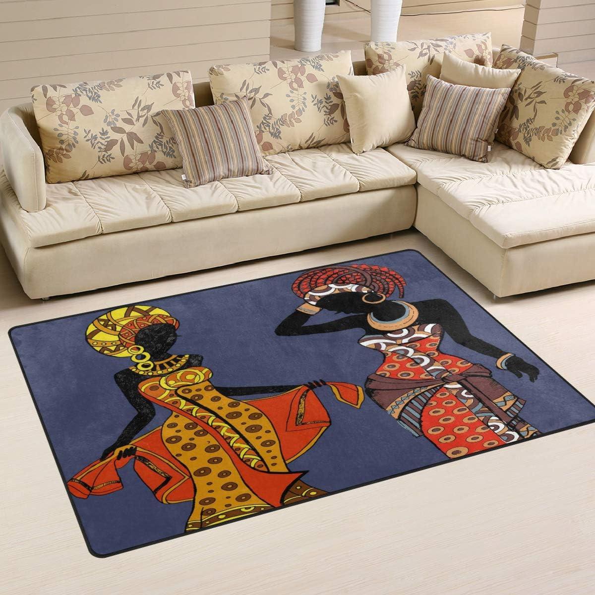 ALAZA African Women Culture Area Rug Rugs Non-Slip Floor Mat Doormats Living Dining Room Bedroom Dorm 60 x 39 inches inches Home Decor