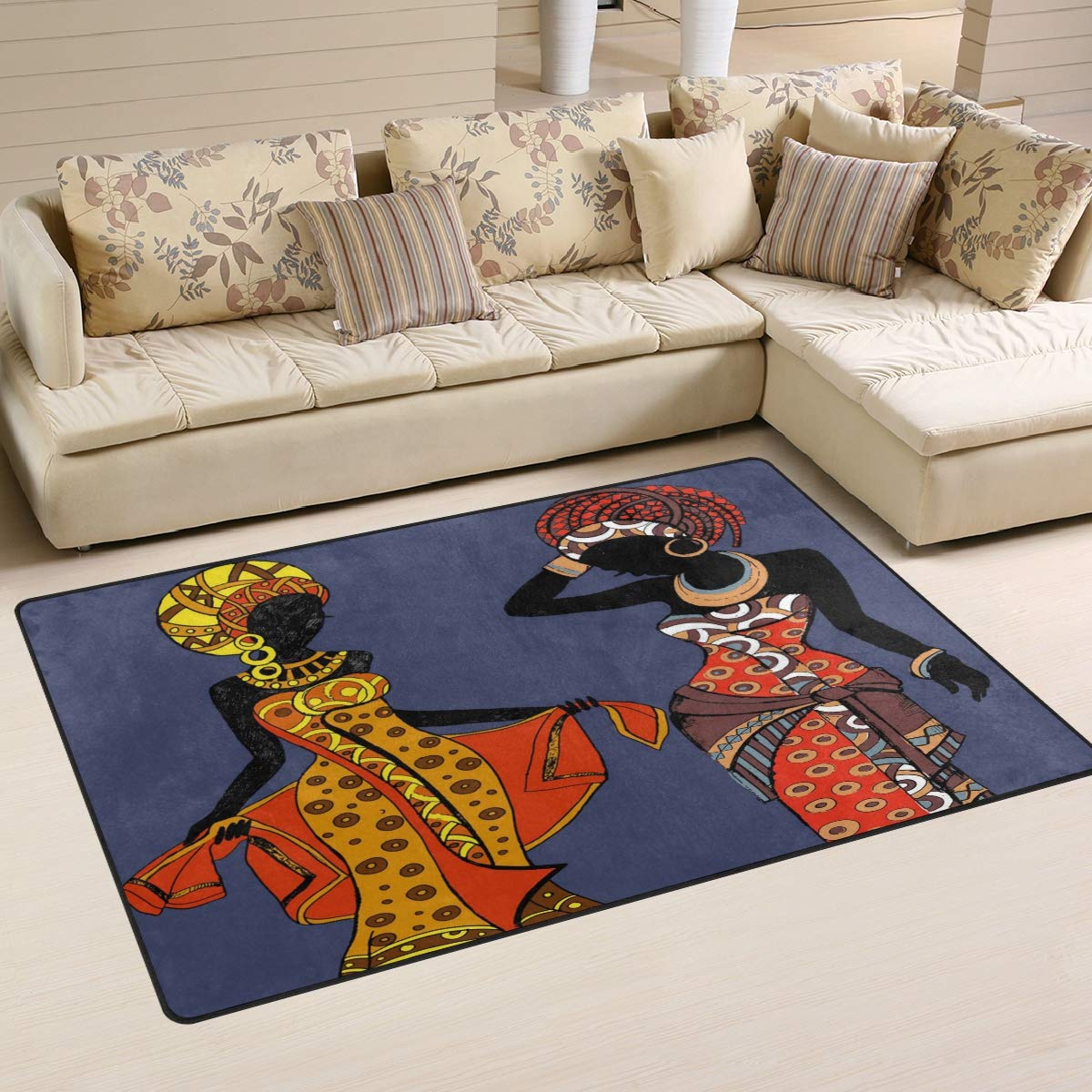 ALAZA African Women Culture Area Rug Rugs Non-Slip Floor Mat Doormats Living Dining Room Bedroom Dorm 60 x 39 inches inches Home Decor