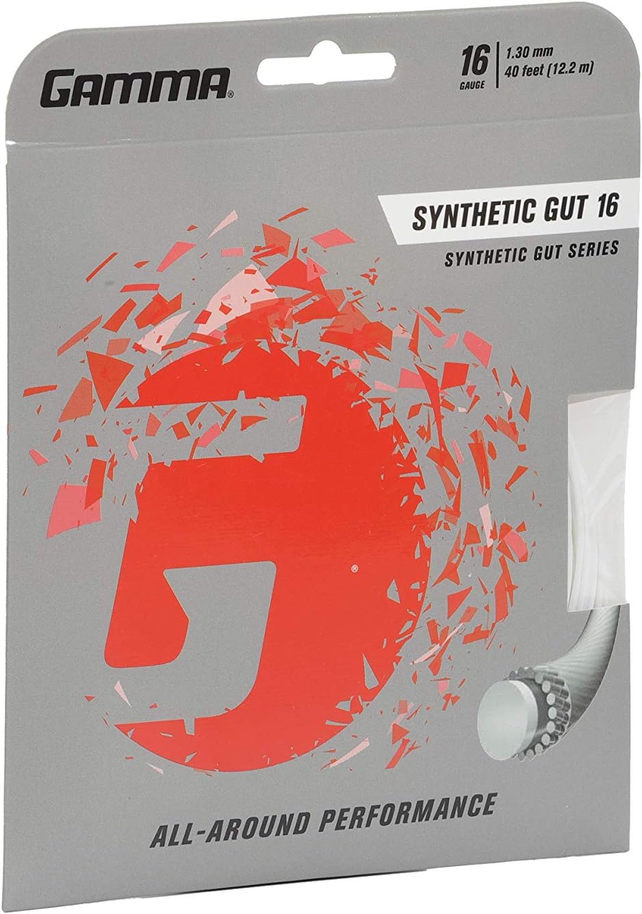 Gamma Synthetic Gut 16G Tennis String, White : Racket String : Sports & Outdoors