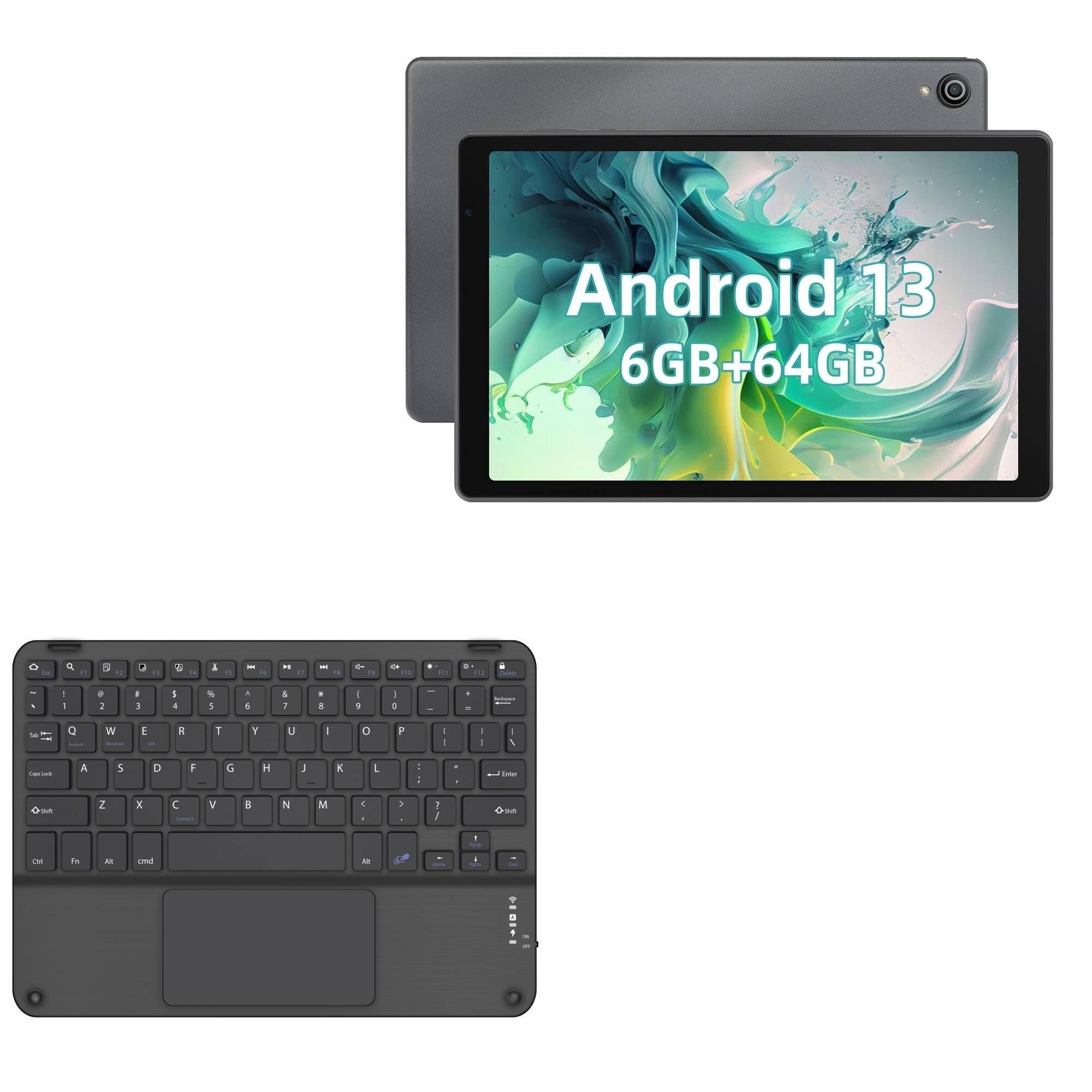 BoxWave Keyboard Compatible with PUTECCH P30H Android 13 Tablet (10 in) - SlimKeys Bluetooth Keyboard with Trackpad, Portable Slim TouchPad - Jet Black