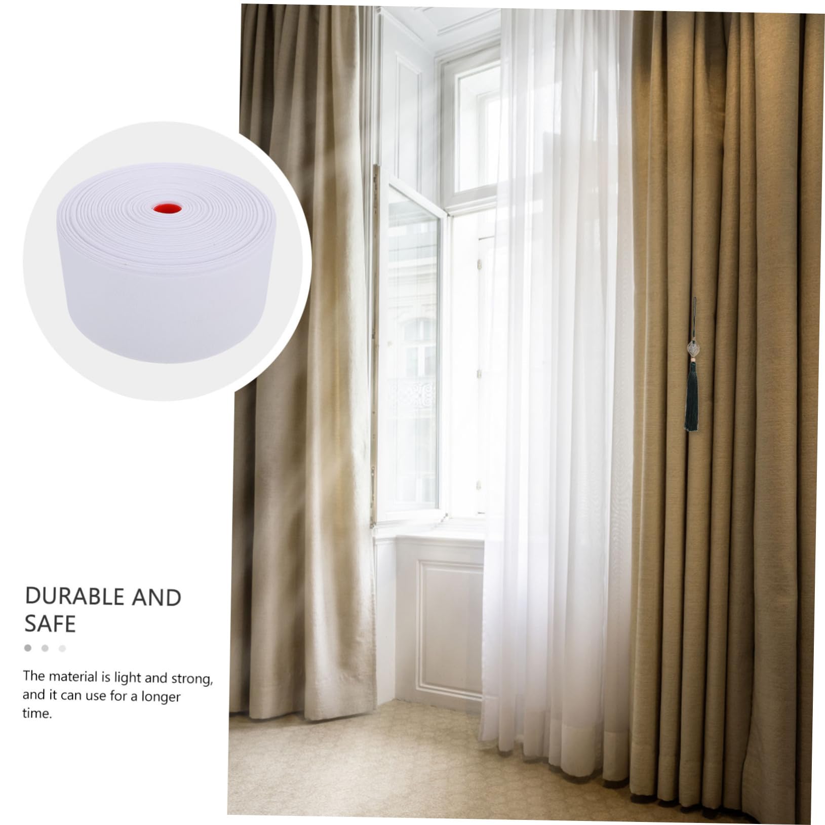 Cinta de Cabecera de Cortina de Poliéster Blanco, 8cm, para Hogar