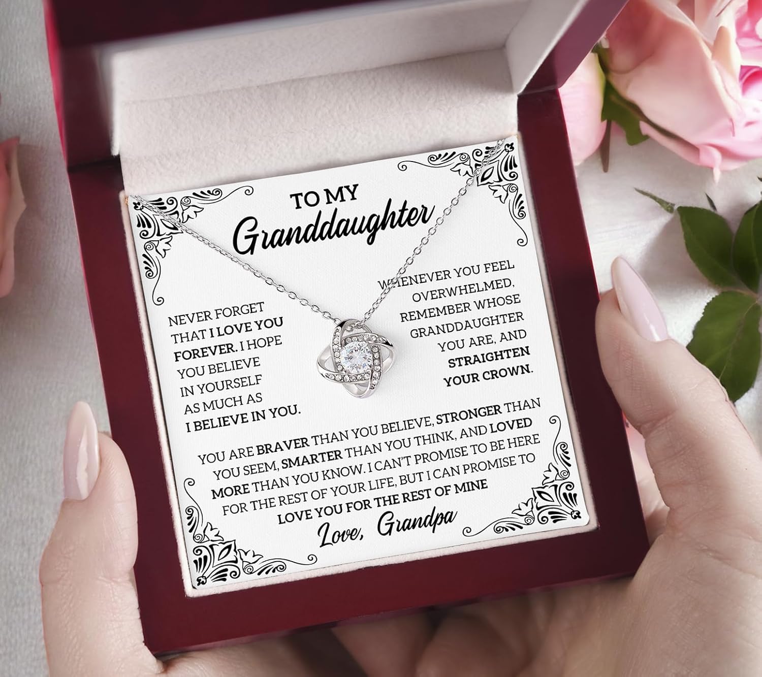 Granddaughter Gifts From Grandma Grandpa - To My Granddaughter Necklace With Heartfelt Message & Elegant Box, Jewelry Gift For Birthday, Graduation, Valentines, Mothers Day, Christmas & More