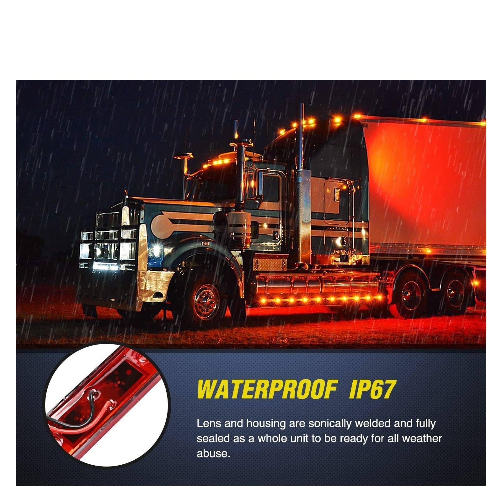 Señal de Giro del Espejo 2 Uds 24V 3,9 Pulgadas 3 LED Camión Remolque Luz Roja Delantera Trasera LED Marcador Lateral Luces Indicador De Liquidación Lámpara Impermeable