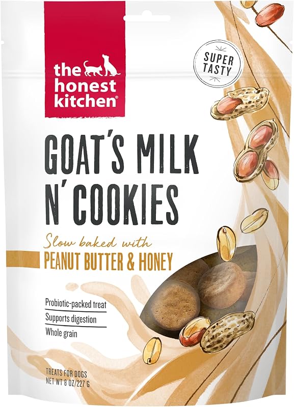 Petisco para Cães em Biscoitos Crocantes com Leite de Cabra, Pasta de Amendoim e Mel The Honest Kitchen — 227 g