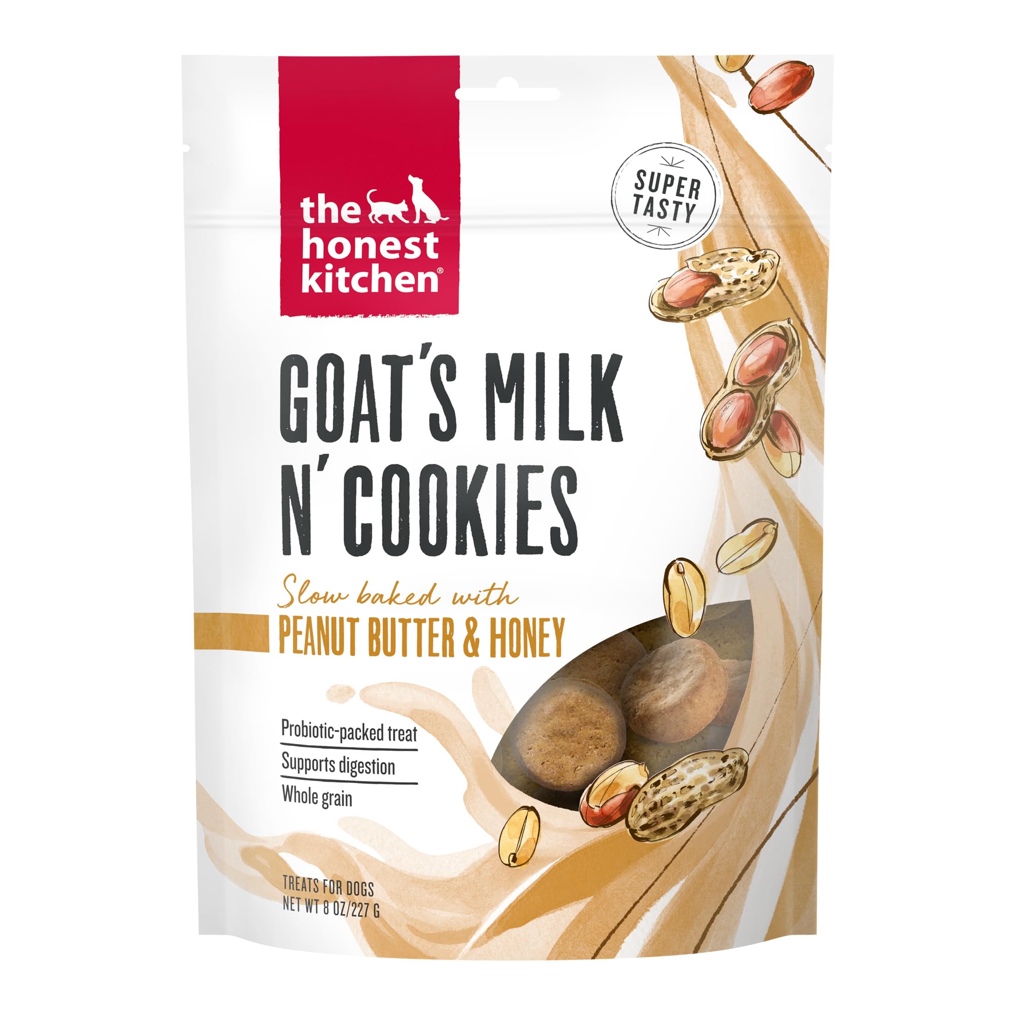 The Honest Kitchen Human Grade Goat's Milk N' Cookies: Slow Baked with Peanut Butter & Honey, 8 oz Bag