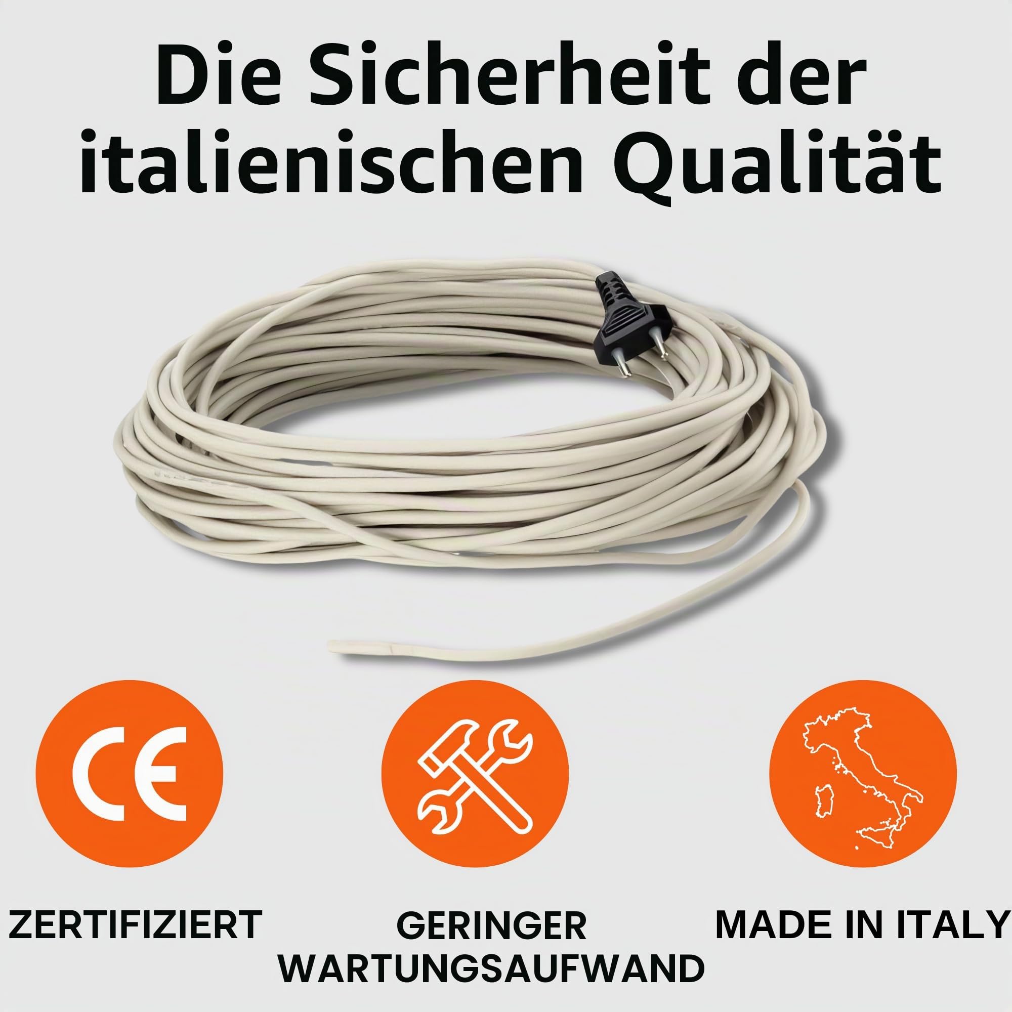 Pet Tribe PT47039 Heizkabel, 80 W, 6 m, wasserdicht, doppelte Silikonbeschichtung mit eingebautem Sondino, hergestellt in Italien, Mehrzweck-Terrarium