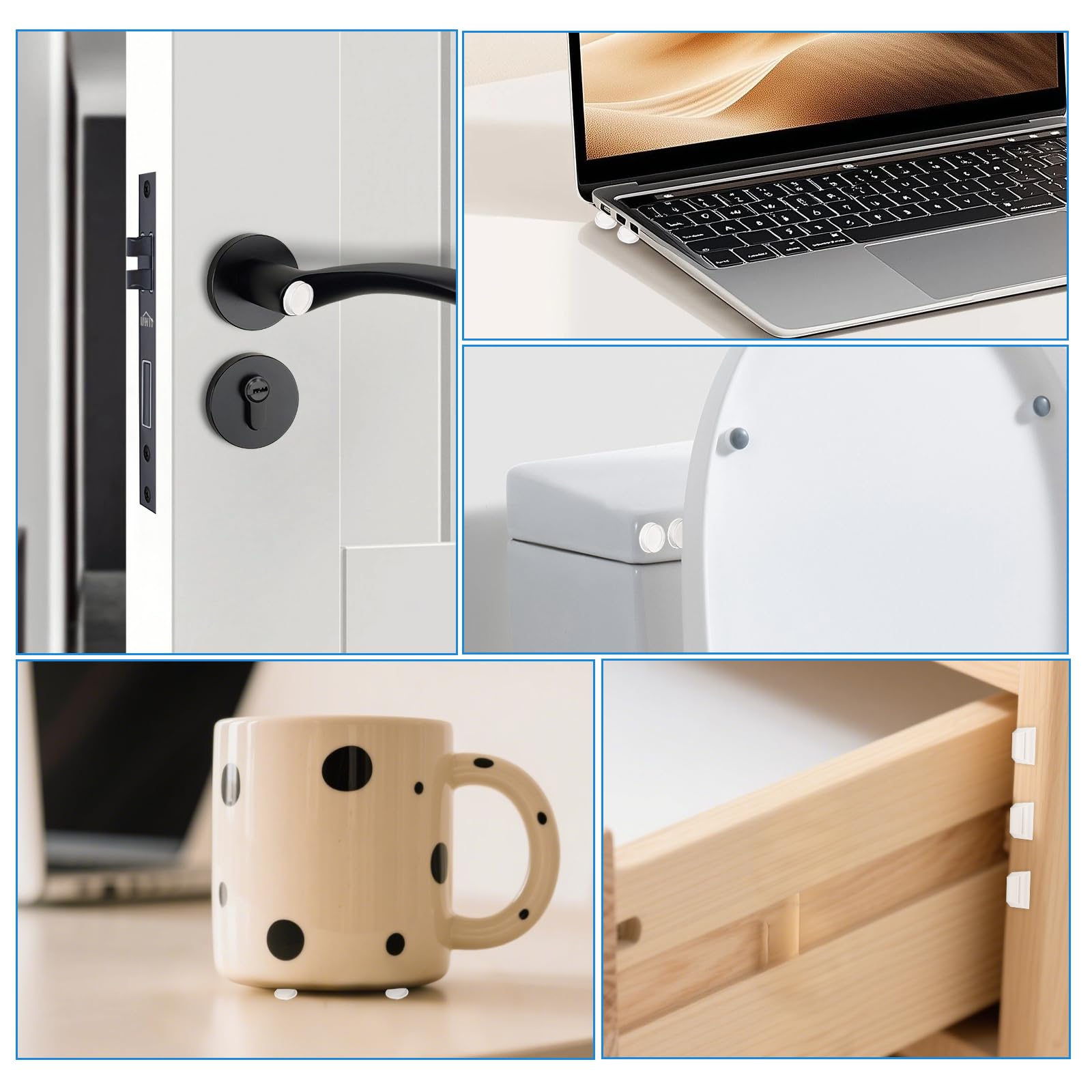 Amortisseur Porte Placard, 118 Pcs Transparente Silicone Anti Bruit Patin Pour Protection Poignee Porte, Auto Adhesive Adhésif Patin Antidérapant Anti -Choc Tampon Butee De Porte Murale (2 Taille