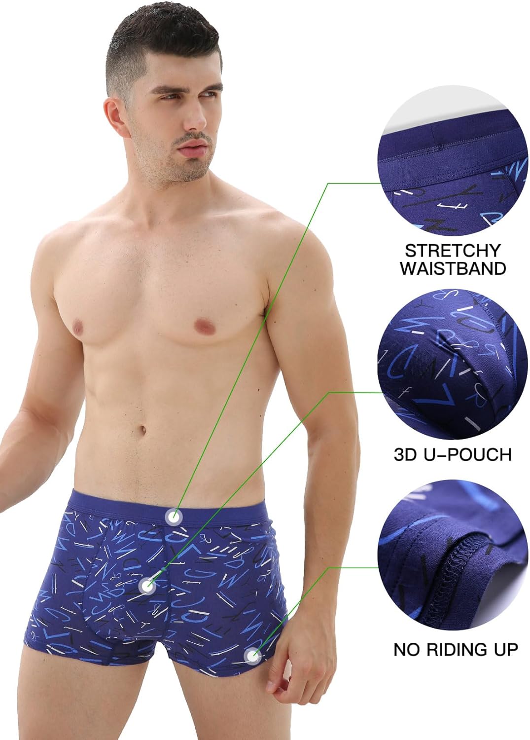 youlehe Men's Underwear Soft Bamboo Viscose Boxer Briefs Stretch Trunks Pack - Image 3
