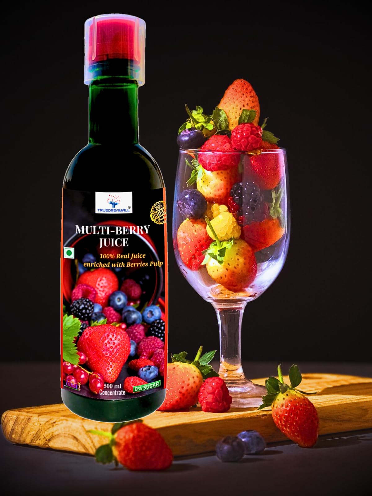 TRUEDREAMALL MULTIBERRY JUICE- Mixed Berries Fruit Juice | Rich in Vit. C | No Added Preservatives, No Added Sugar | Goodness of Best fruits | Tasty, Refreshing & Energising Drink -500 ML Concentrate