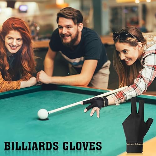 Miniatura 5 de Pengxiaomei 6 guantes de billar para mano izquierda, 3 dedos, guantes de billar para mujeres u hombres, accesorios de billar