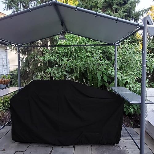 Miniatura 7 de Cubierta de 98 pulgadas para parrilla de barbacoa, resistente al agua, resistente a la intemperie, para cocina al aire libre, barbacoa, color negro