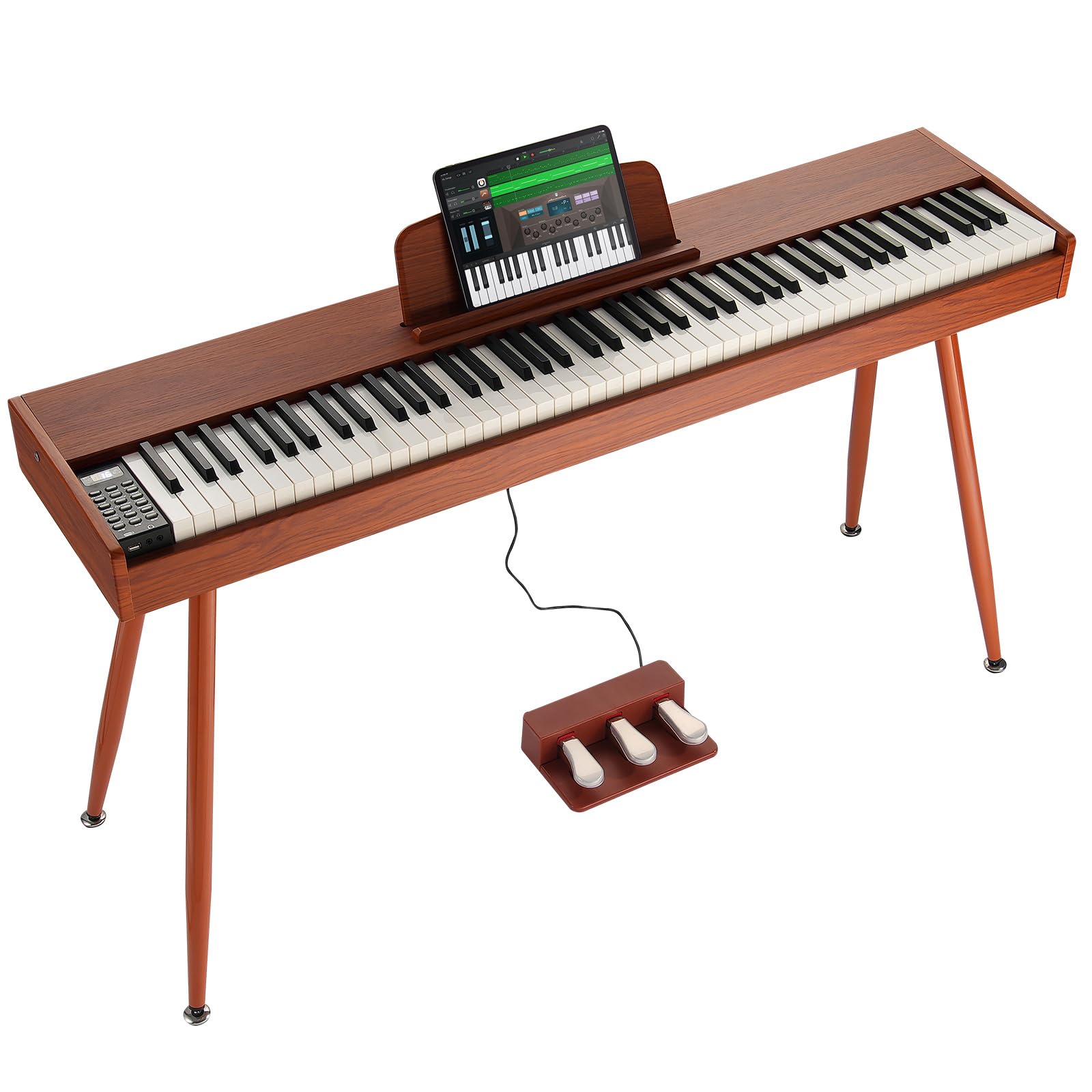 VEVOR Piano Digital Ponderado 88 Teclas Totalmente Ponderadas, Piano Eléctrico con Teclado Doble, Altavoces, Soporte de 4 Patas, Auriculares, 200 Tonos y Ritmos, Compatible con Bluetooth/USB/MIDI