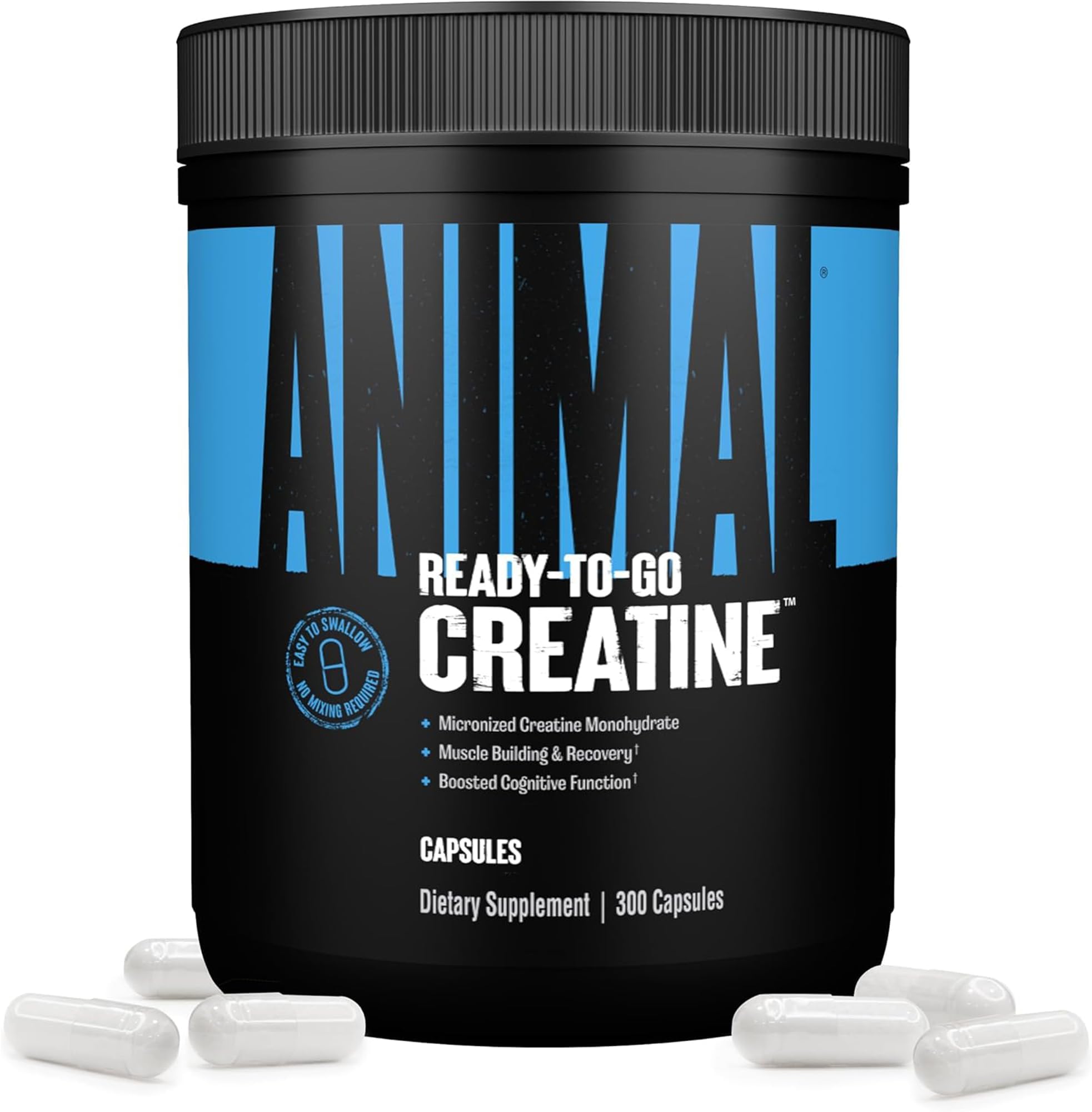 ANIMAL Creatine Capsules – Creatine Monohydrate Supplement for Muscle Strength, Endurance & Recovery – Energy for Training & Everyday Life – 300 Capsules