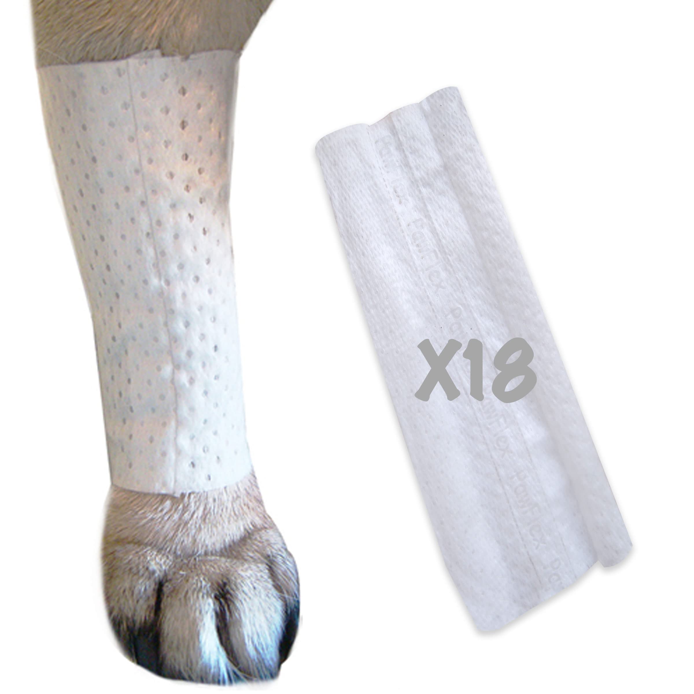 PawFlex Protective Sleeve Tubular Cover - Bandages - for Dogs Cats and Other Pets First Aid Wound Care Comfortable Non-Adhesive Breathable & Water Resistant 18 Strips (yields 36-54 Covers)-(X-Small)
