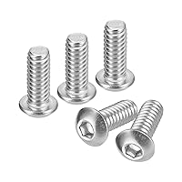 Vista 14 de uxcell Tornillos de cabeza de botón de 1/4-20x1, 25 piezas de tornillos hexagonales de acero inoxidable 304, tornillos de rosca completa