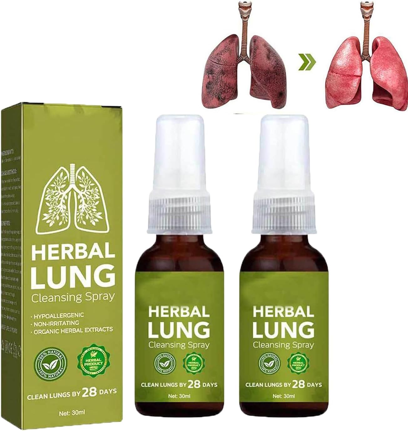 Breathdetox Herbal Lung Cleansing Spray,Breathdetox Herbal Spray,Natural Herbal Lung Essence,Herbal Lung Cleanse Mist - Powerful Lung Support (60ML)