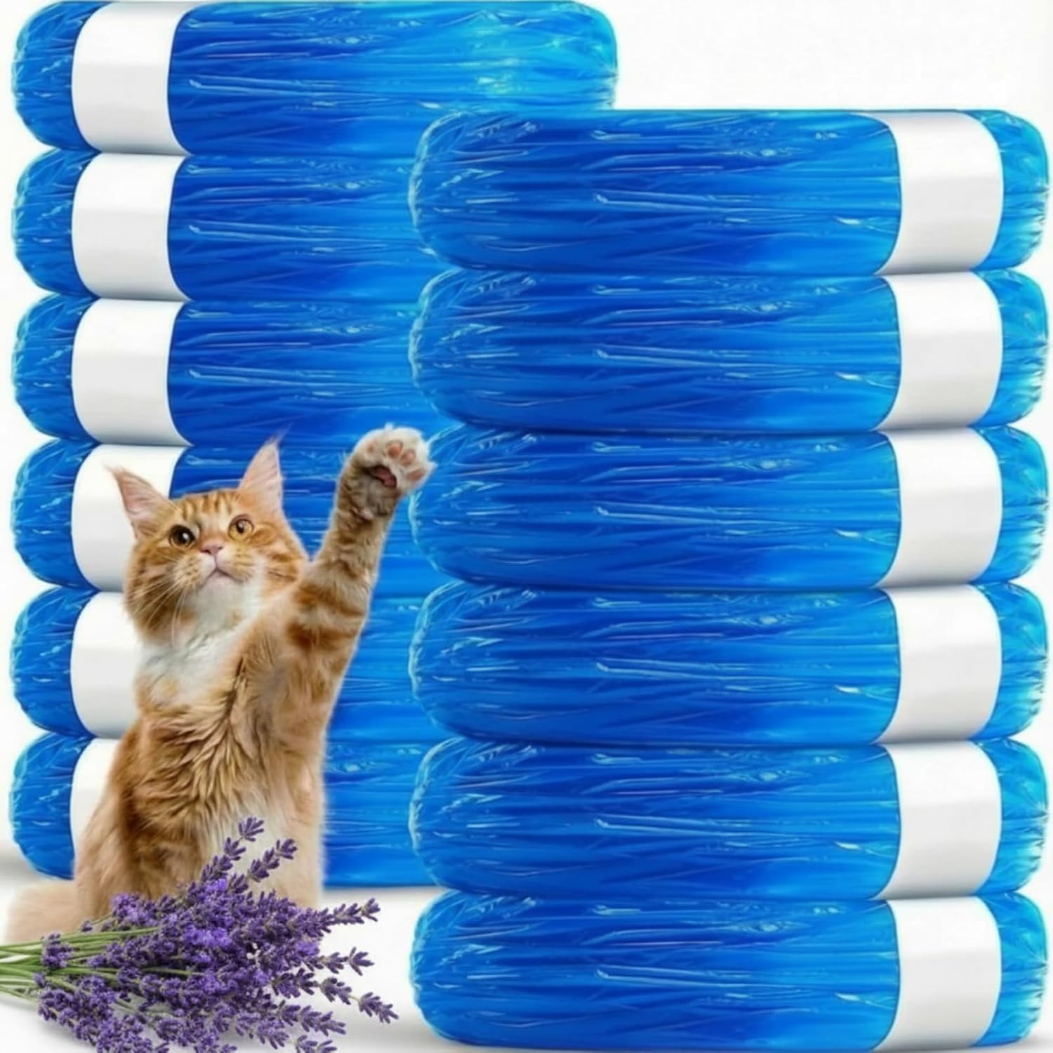 Marspark 10 Pack 23 ft Cat Litter Refills Bag Compatible with LitterGenie XL+/Plus/Standard Pail Extended Length 35 Months Use 7 Layer Extra Thick Pleasant Odor Control Bags Cartridge Not Included