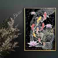 一点物手描き　金沢純金箔貼り　真作　額縁付　現代アート　抽象画　幸運　開運　金運 一点物手描き 金沢純金箔貼り 真作 額縁付 現代アート 抽象画 幸運