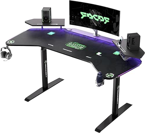 72" Standing Gaming Desk with Dual Motor, Wing-Shaped Computer Desk
