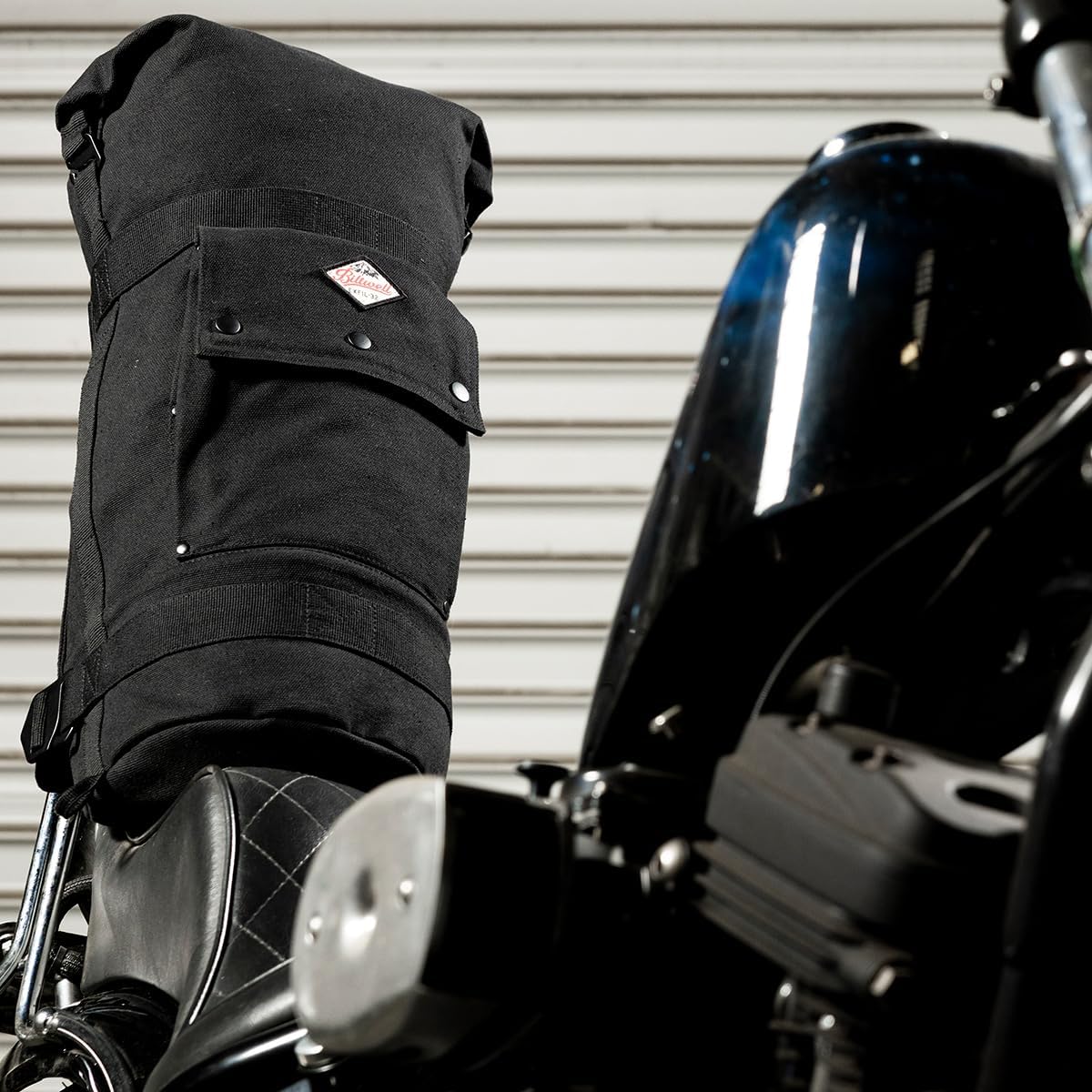 Biltwell EXFIL-32 Sissy Bar Bag Black - Canvas Motorcycle Bag, Compatible with Custom, Touring and Cruiser Motorcycles