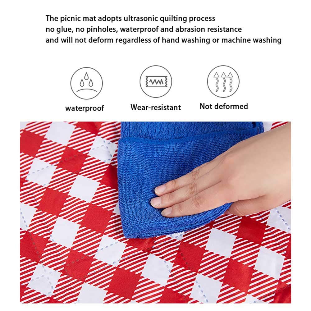 Coperta da Picnic Impermeabile, Spessa Grande Scacchi 150 X 200 Cm Stuoia Anti Sabbia Trapuntato Imbottito Pieghevole Lavabile Tappeto per Campeggio Spiaggia Viaggio Giardino (Rosso E Bianco)