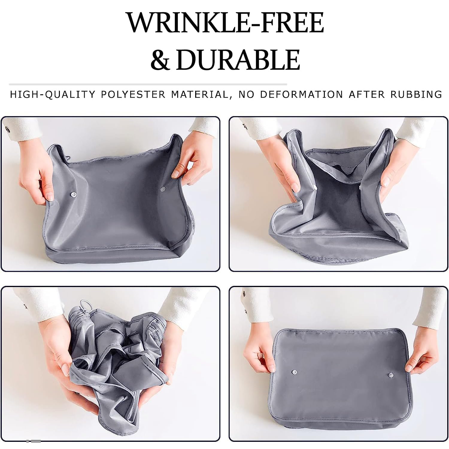 LANSKLBD 6/8 Set Packing Cubes for Suitcases Travel Luggage Packing Organizers,Travel Accessories Essentials Luggage Organizer with Shoe/Tioletry/Laundry Bag (Grey, 8 set) view 6