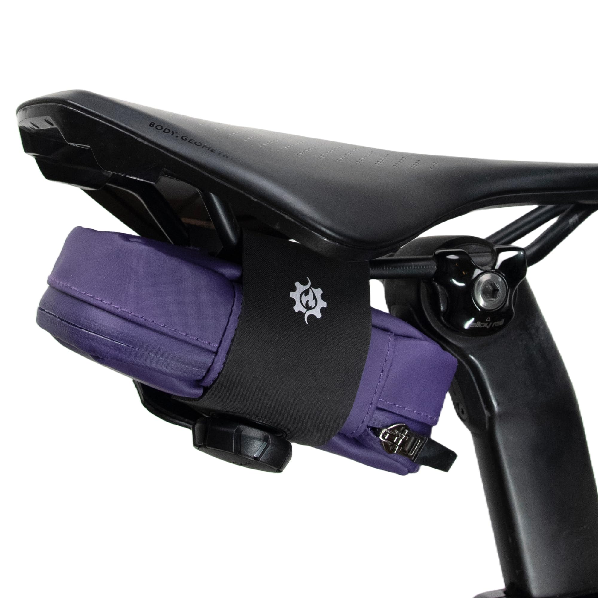 Lumiere &amp; Co. Falcon Magnetic Saddle Bag– 0.69L | 6”x 3.5”x2 | Sleek Minimalist Design, Fast Magnetic Buckle Attachment | Cycling Bike Bag (Purple, Large)