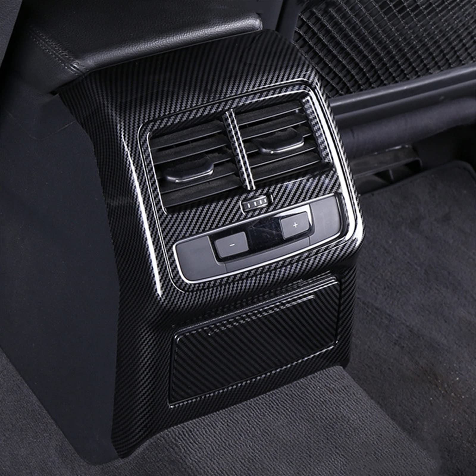 Garniture De Couvercle Changement Vitesse Console Centrale ABS pour Audi A4 B9 2017-2019 Décoration Cadre Sortie d'air Couleur Fiber Carbone
