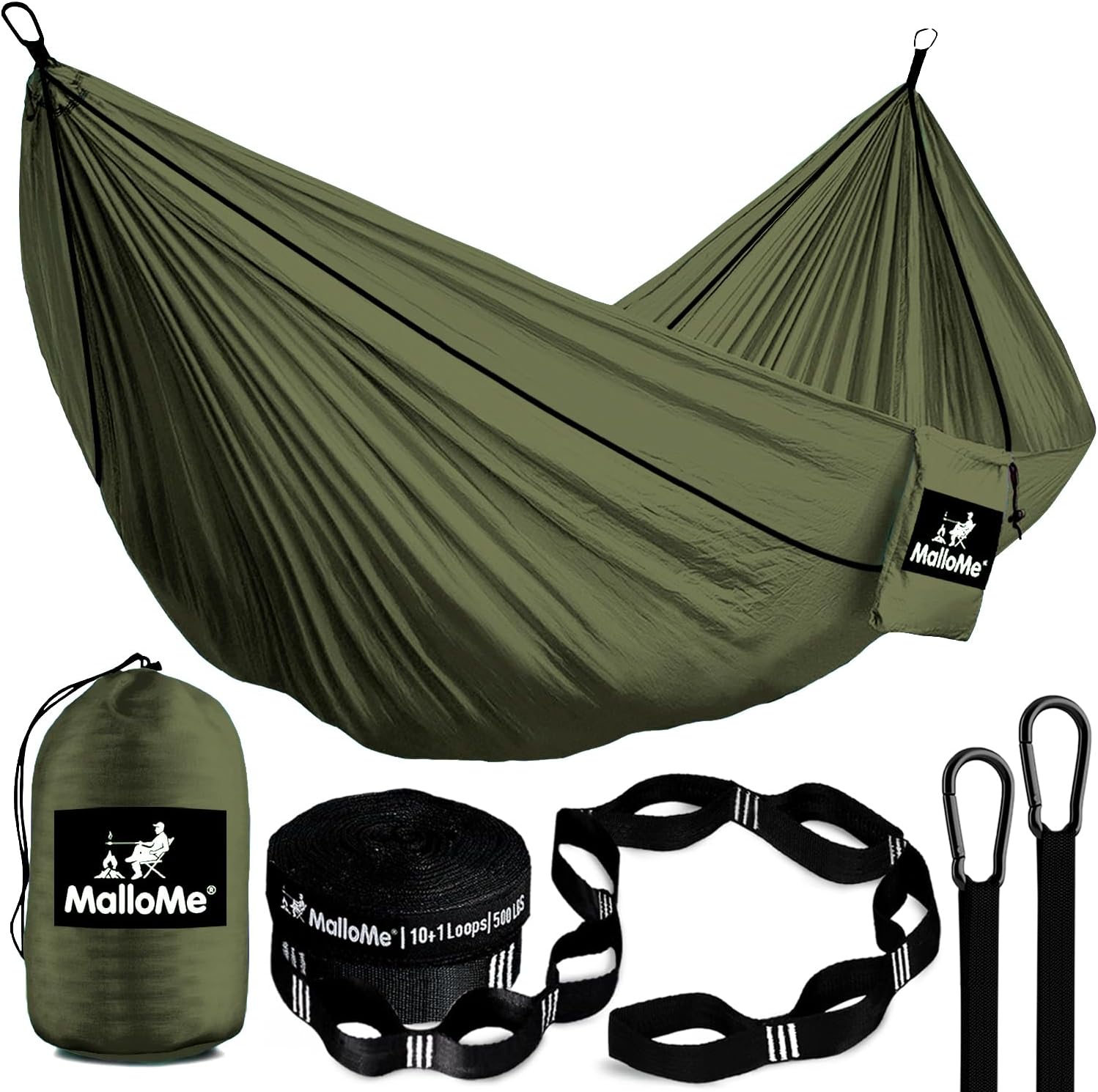 MalloMe Camping Hammock for Adults & Kids - Portable Hammocks for Outside - Hamacas para Adultos Outdoor Single & Double Two 2 Person Hammock - Hamaca/Hamacs/Amacas Heavy Duty Tree Travel Hamock