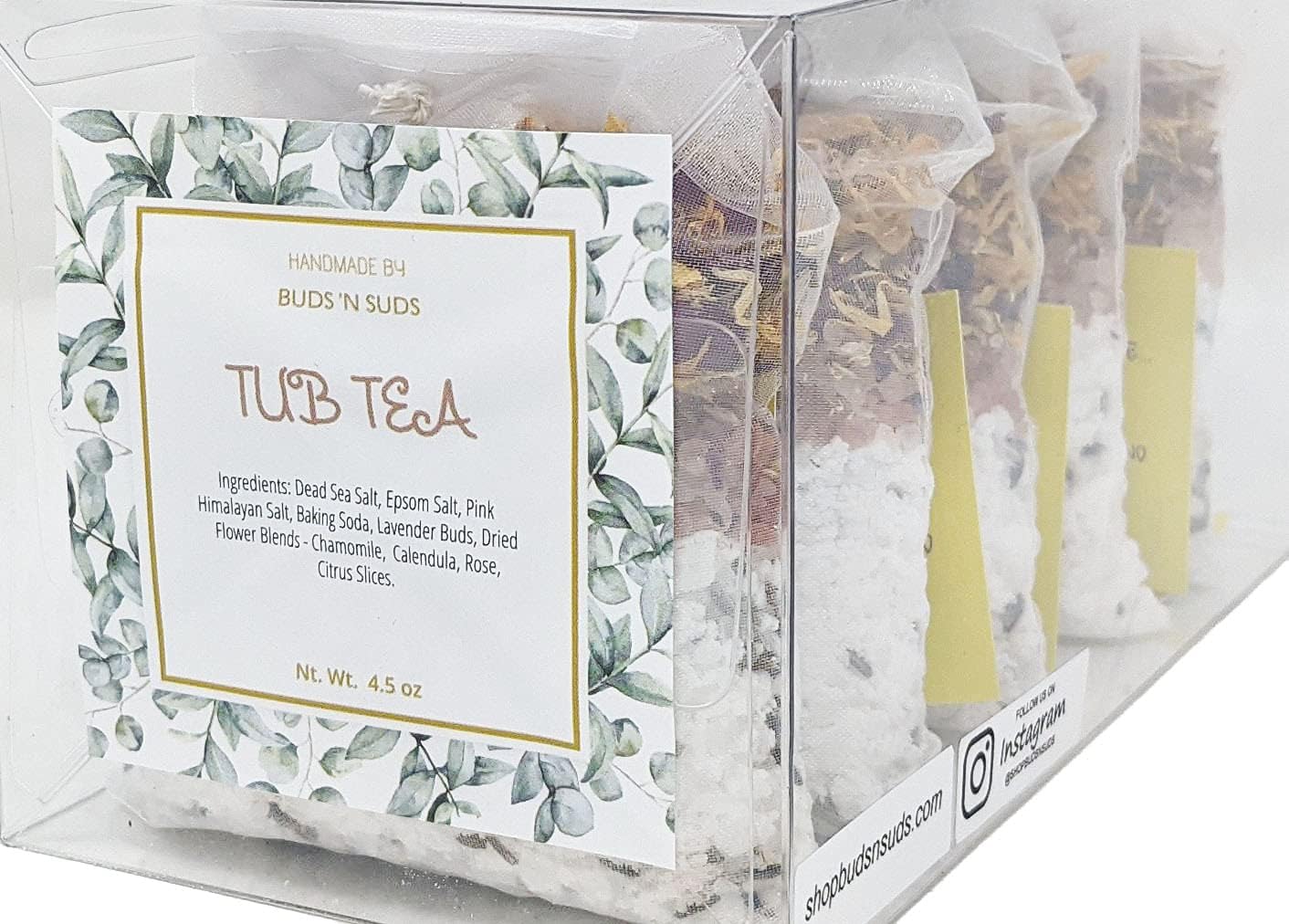 Tub Tea Natural & Organic Floral with Bath Salts- Handmade Herbal Soak for Relaxation & Muscle Relief! Self Soothing Bath Experience! These Tub Tea Herbal Bath Bags Make Great Gifts! (Gift Pack of 5)