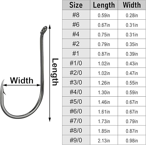 Miniatura 3 de Dr.Fish Paquete de 100 ganchos de pesca para pulpo vivo, gancho de cebo vivo, níquel negro, afilado, compensación, pesca, bagre, lubina, anzuelos de