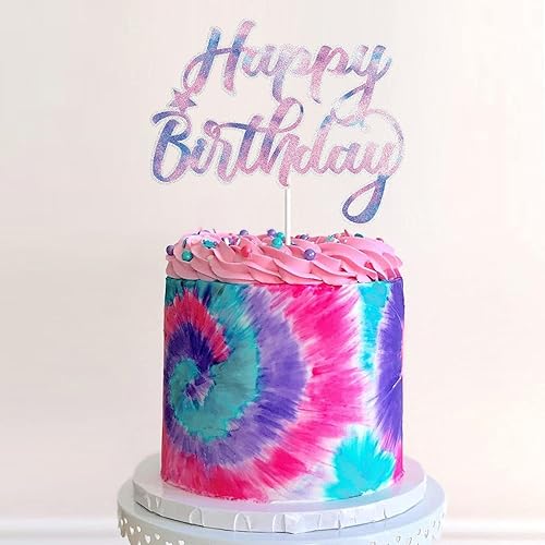 Miniatura 4 de LINGBOOM Decoración para tartas de cumpleaños de teñido anudado para fiesta de carnaval, suministros de decoración para niños y niñas