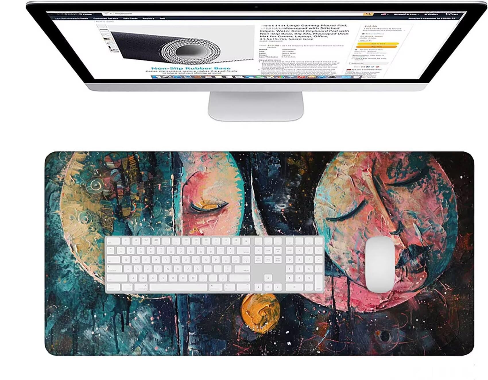 Czarna podkładka pod mysz do gier XXL 1600 x 800 x 3 mm duża podkładka pod mysz XXL abstrakcyjna podkładka pod mysz do klawiatury i biura, wysoka precyzja i prędkość, antypoślizgowa guma, akcesoria do