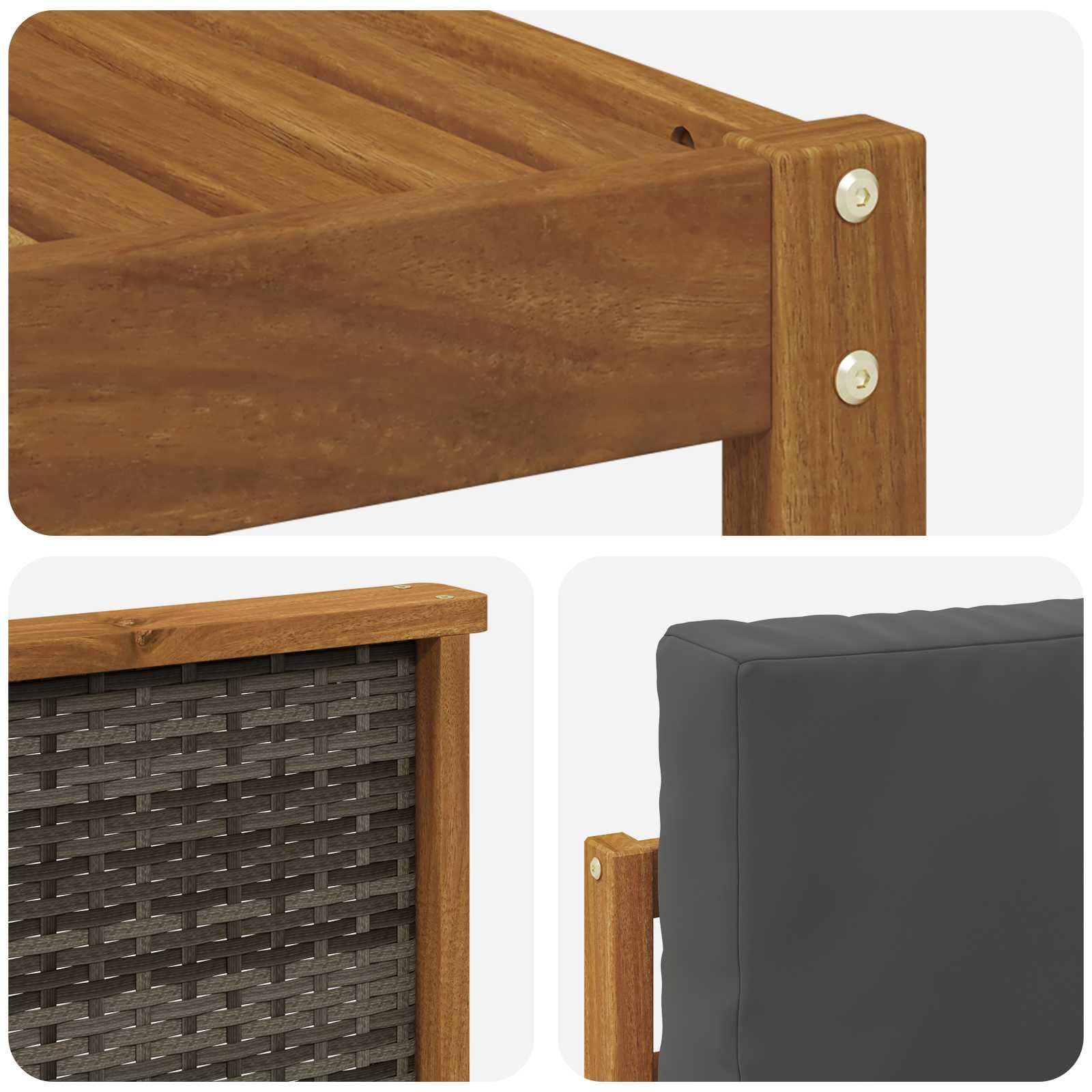 Sofa-Set für den Außenbereich, 6-teilig, Natur und Anthrazit | Akazienholz, Lamellen-Design, ergonomische Armlehnen, ideal für Garten und Terrasse