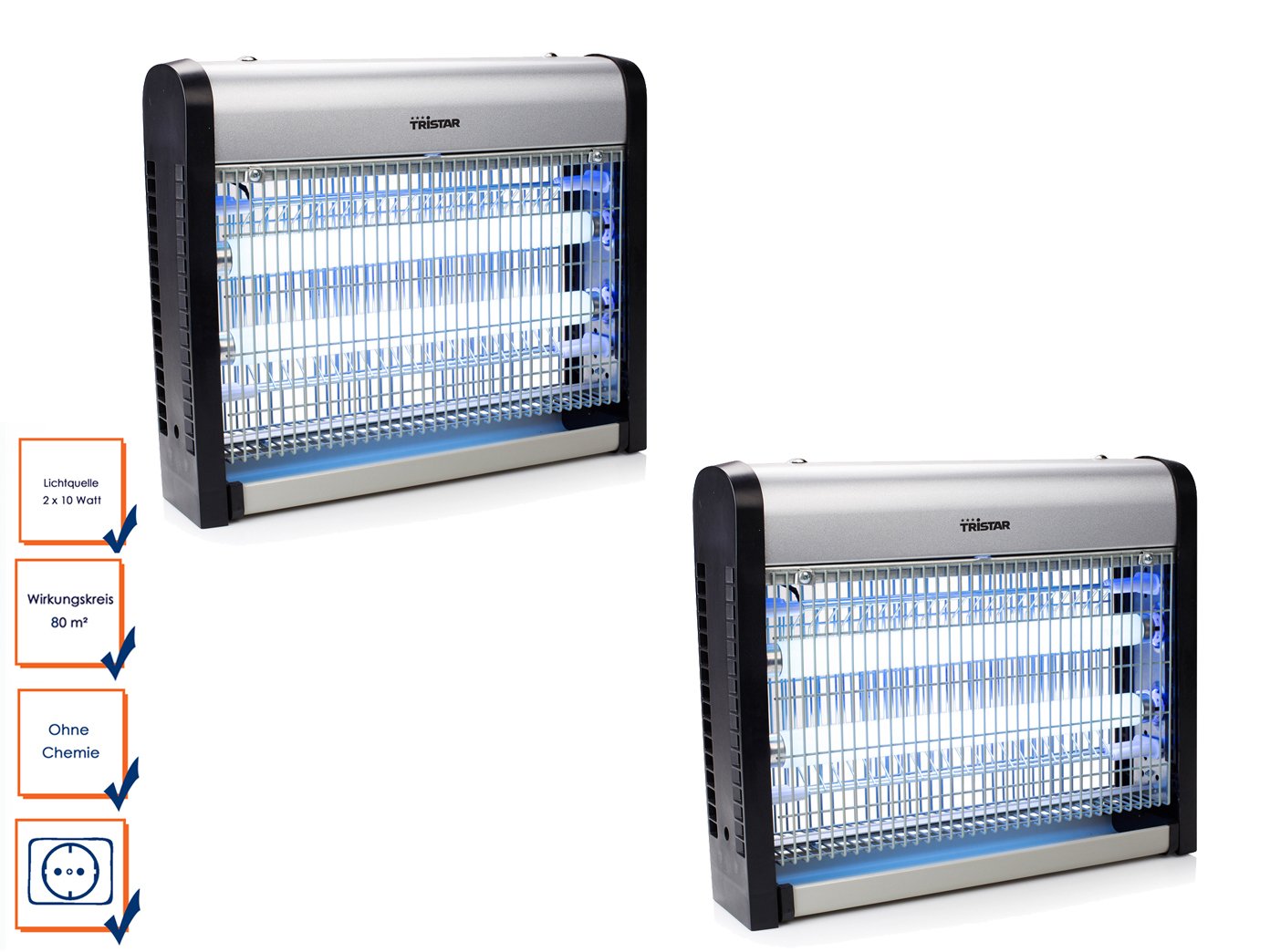 2er SET Insektenvernichter UV Lampen je 12 Watt, Wirkungskreis 80qm