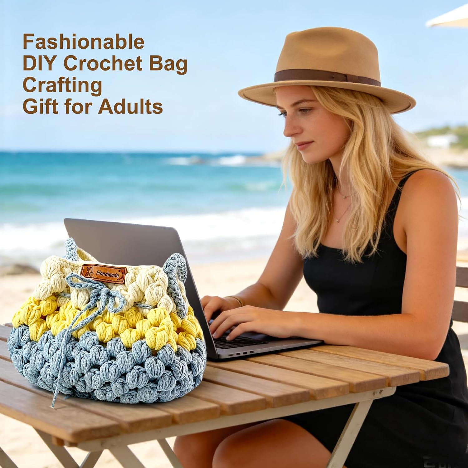 Yilurthyn DIY Crochet Kit Bag for Beginners Handmade Crochet Handbag Gift