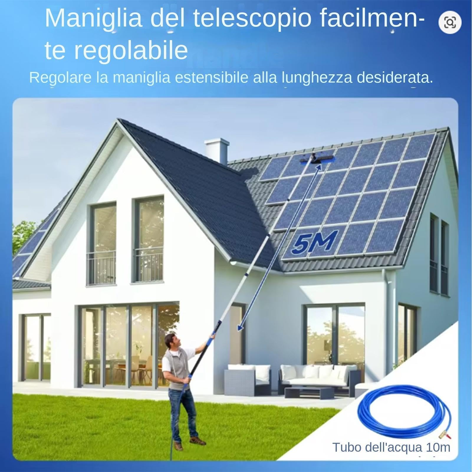 Generico Water Fed Telescopic Pole Solar Panel Cleaning Brush