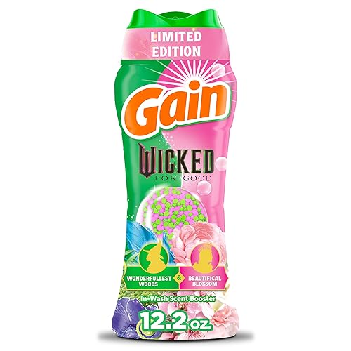 Gain In-Wash Laundry Scent Booster "Wicked: For Good" Limited Edition, Wonderfullest Woods & Beautifical Blossom, 12.2 oz, Fresh Extender + Odor Protection Laundry Beads