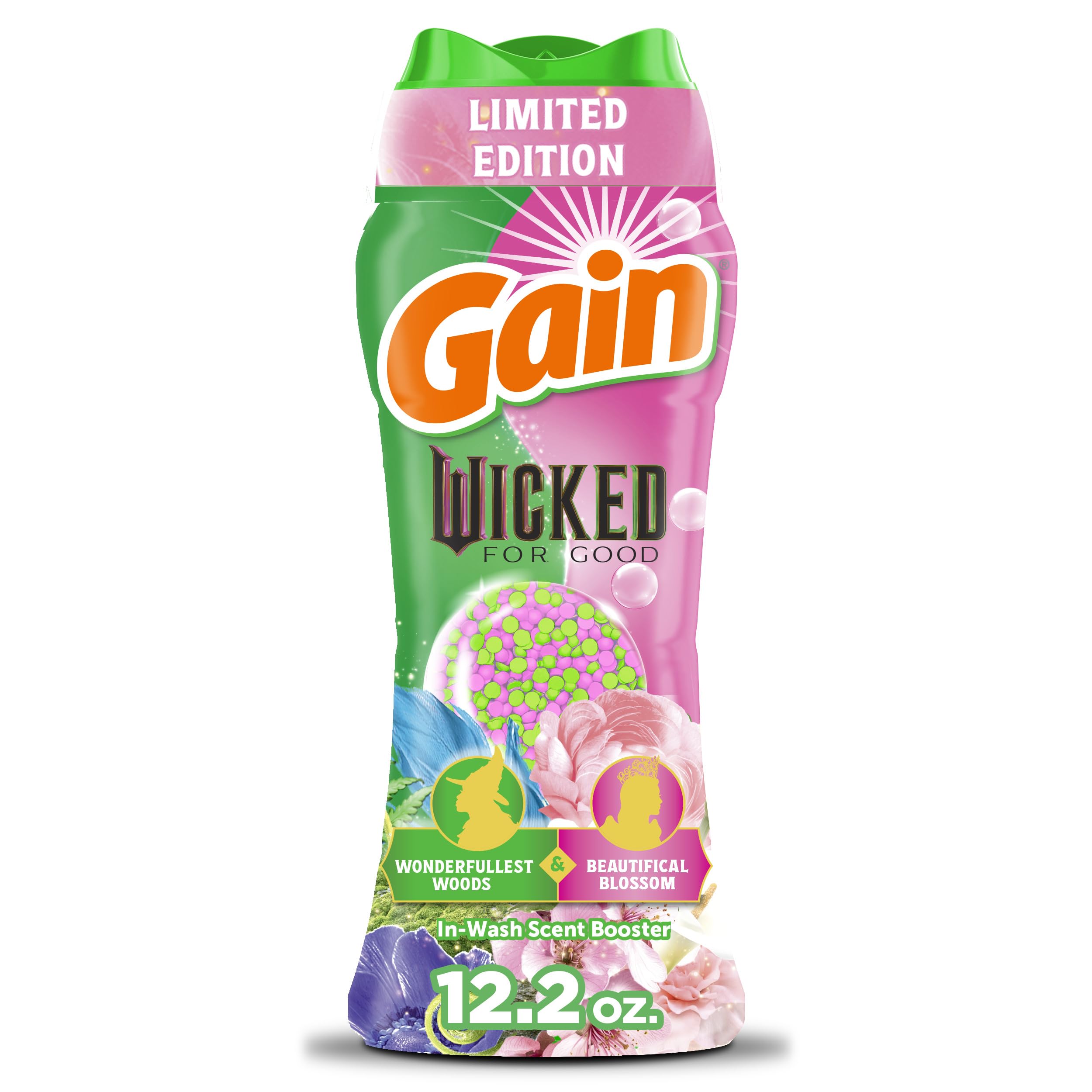 Gain In-Wash Laundry Scent Booster "Wicked: For Good" Limited Edition, Wonderfullest Woods & Beautifical Blossom, 12.2 oz, Fresh Extender + Odor Protection Laundry Beads