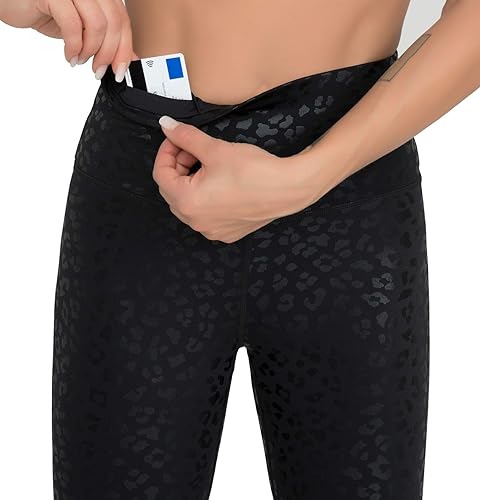 Miniatura 40 de Dragon Fit - Pantalones de yoga de compresión con bolsillos interiores, pantalones deportivos de cintura alta con control de abdomen, leggings