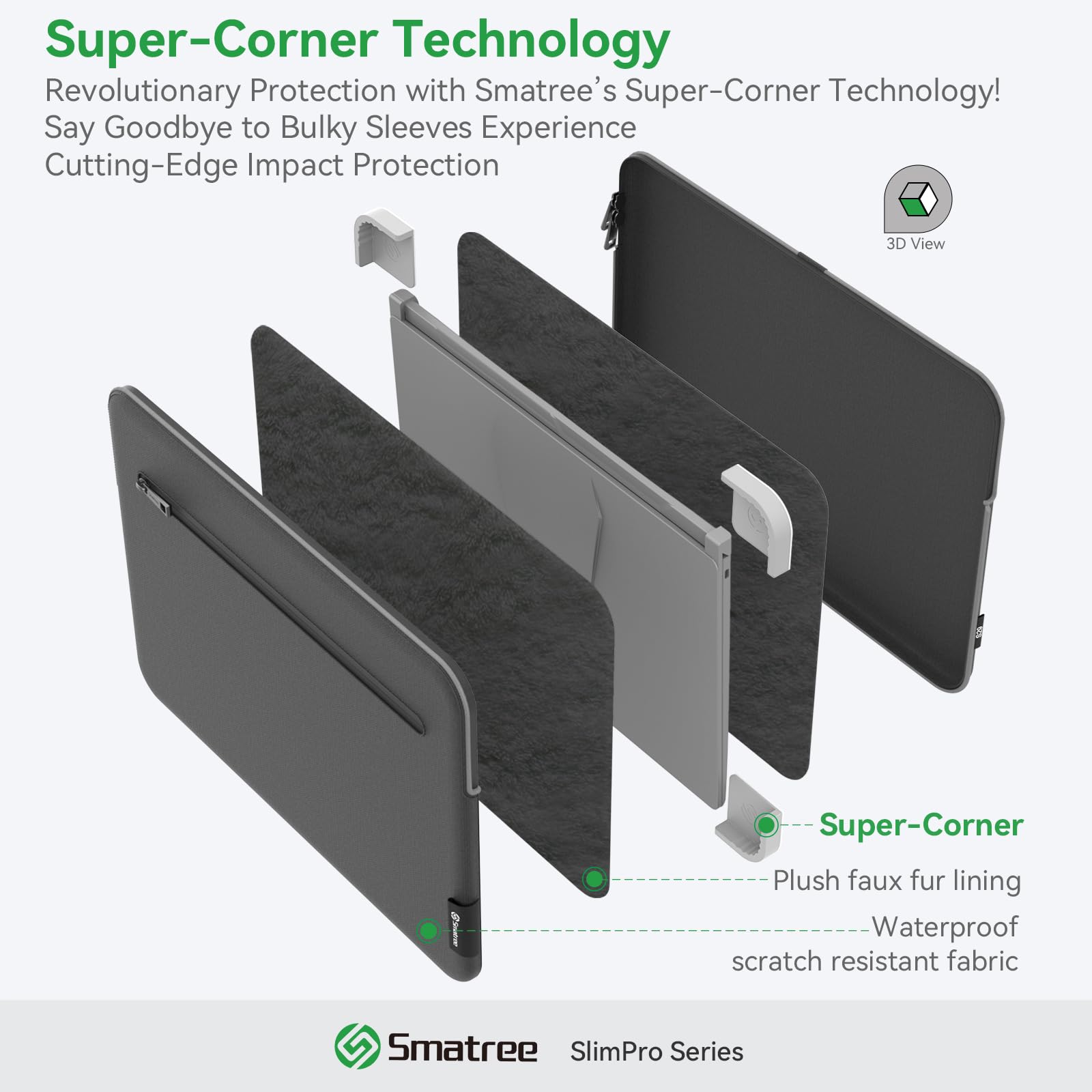 Smatree SlimPro - Funda para portátil ASUS Zenbook 13 OLED UX325 de 13.3 pulgadas, con bolsillo para accesorios de acceso rápido, diseño patentado de superesquinas (S431)