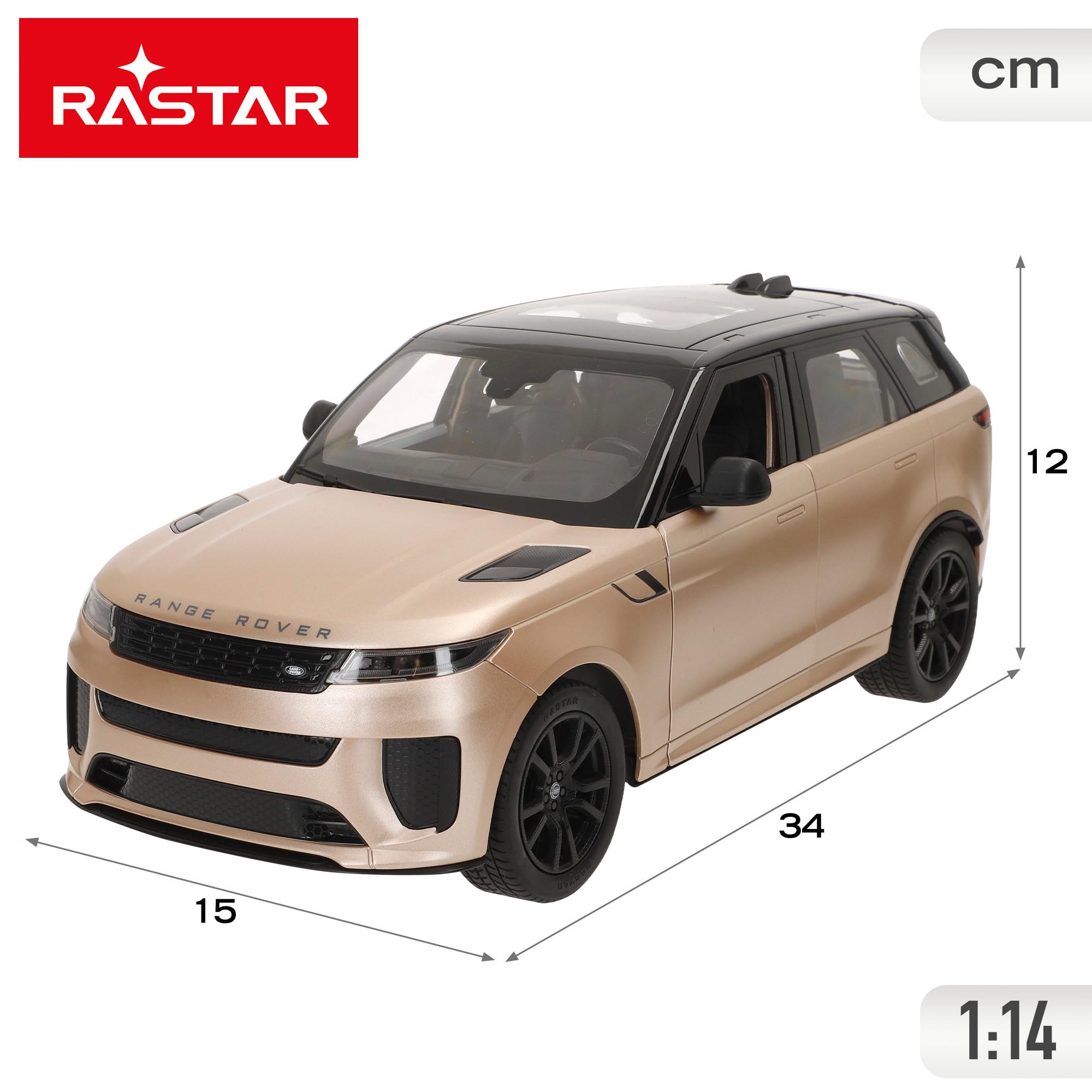 COLORBABY RASTAR Coche Teledirigido, Range Rover Sport SV, Escala 1:14, Réplica Oficial, Mando radiocontrol 2.4 GHz, Puertas abatibles, Color Surtido Negro o Beige, para niños Desde 6 años (41372)