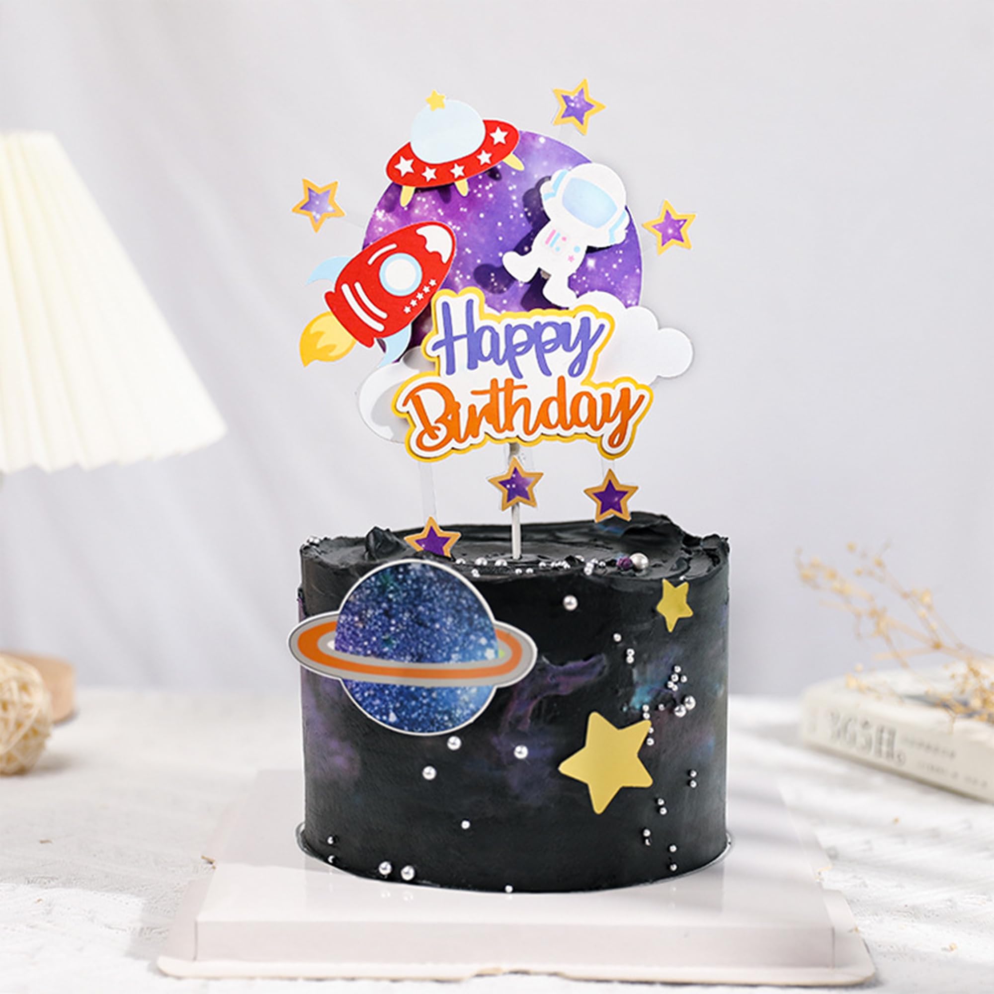 Space Astronaut 'Happy 5th Birthday' Cake Topper - Glitter Cardboard Topper For Boy/Girl Space Theme Party Decorations - View #7