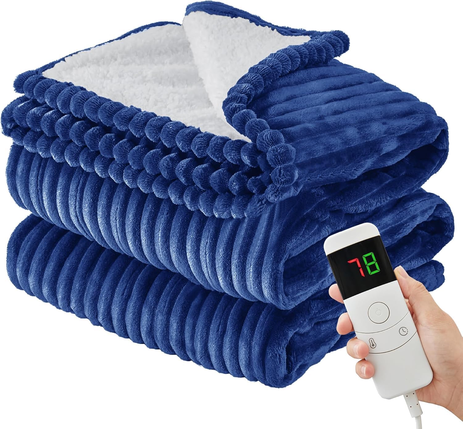 Bafode Heated Blanket Full Size, 72"x84" Flannel & Sherpa Electric Blanket, Heating Blanket with 10 Heating Levels &1-8 Hours Auto Shut Off, Fast Heating, Over-Heat Protection