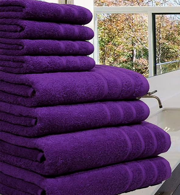 Casabella Luxury 100% Egyptian Cotton Towel Bale - 8 Pieces - 550 Gsm Xlarge Sizes_Purple_8 Pieces Set
