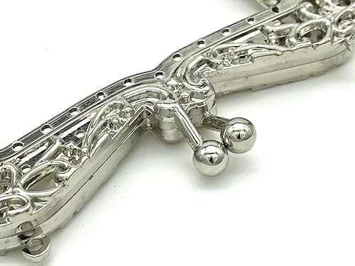 Miniatura 5 de 3dancraftit Aleación de zinc vintage en relieve para coser, cierre de beso, monedero, bolsa, marco de embrague de 4 x 2 pulgadas, níquel D22