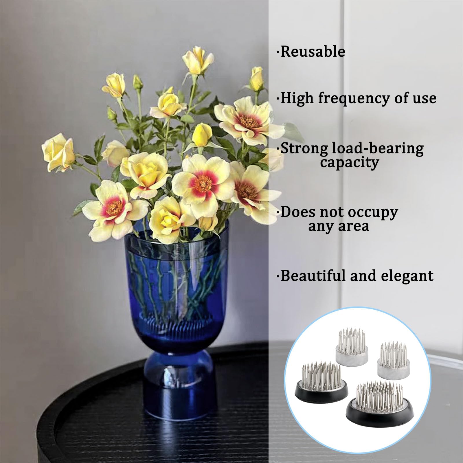 4 Pcs Flower Frogs Floral Frogs, Round Kenzan Frog Flower Holder, Kenzan Flower Frogs, Flower Fixed Tools with Stainless Steel Needles, Flower Arranger Tool for Vase Flower Arrangements DIY Craft - Image 4