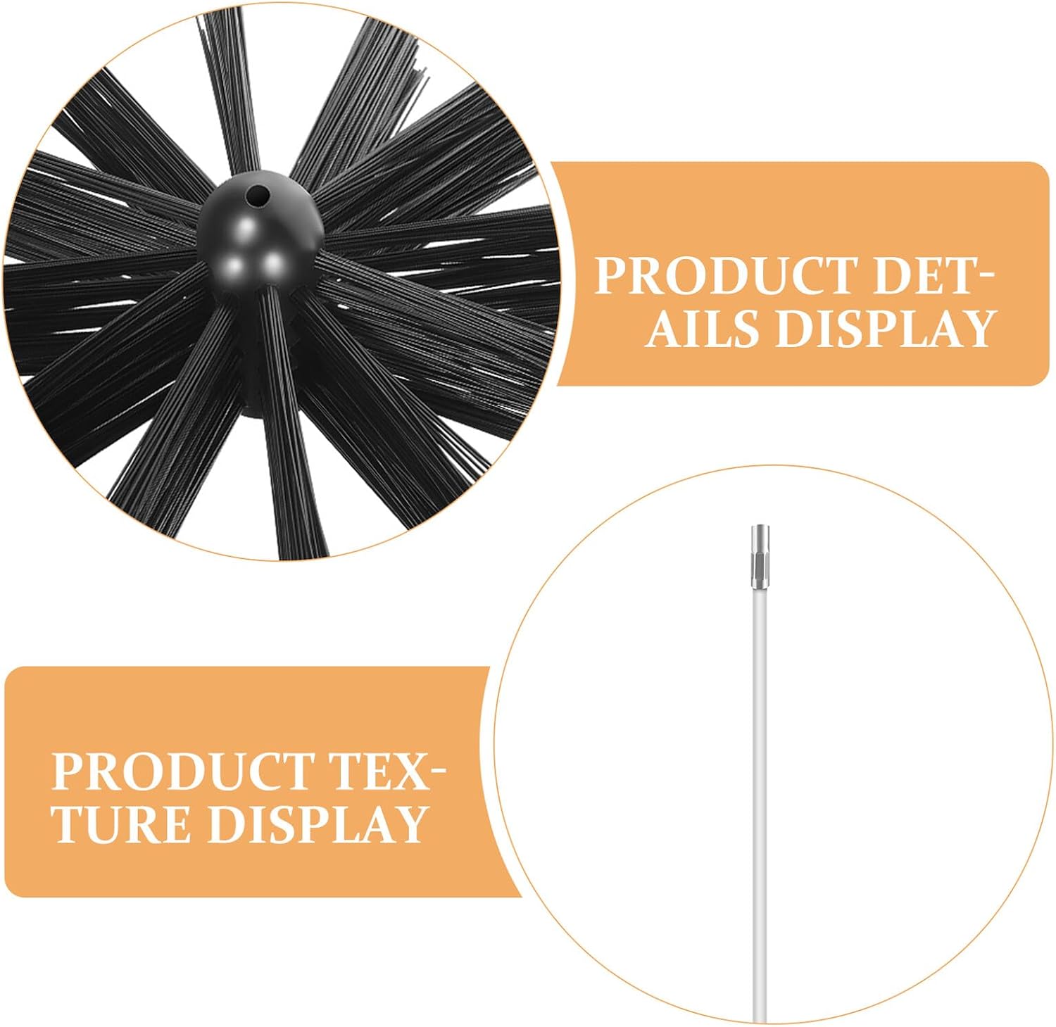 Chimney Cleaning Brush Set with 23 Flexible 410cm Rods, 2 Six-inch Brush Heads, and Dryer Vent Duct Cleaner Kit for Stove and Fireplace Maintenance