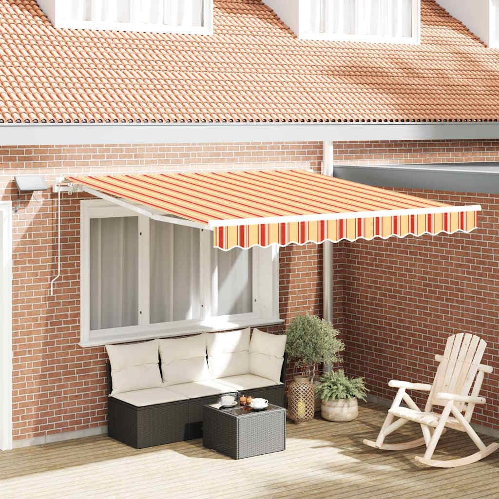 Store banne manuel avec LED et angle réglable Festnight, auvent de terrasse jaune 300x250