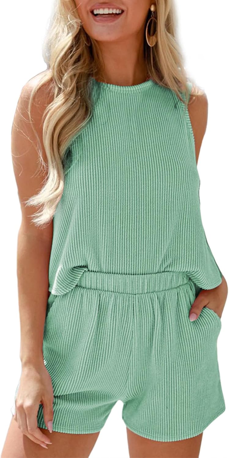 SHEWIN Women's Summer 2 Piece Outfits Shorts Sets Matching Set Loungewear 2026
